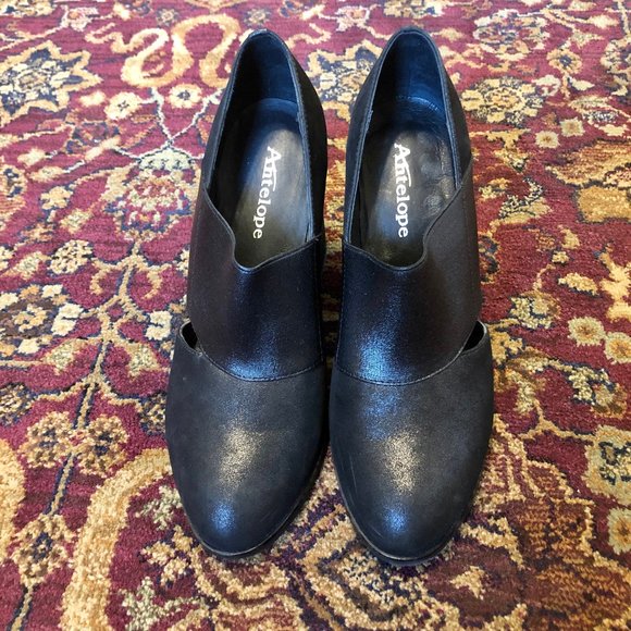 *ANTELOPE* Genuine Leather 903 Hi Banded Block Heel Black Shoes - Size 6.5 - Picture 9 of 16